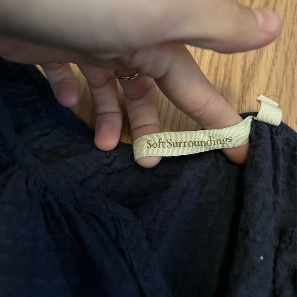 Soft Surroundings Navy Blouse with Lace Detail - Picture 5 of 9